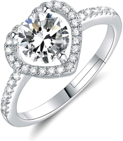 M&Ostyle 925Silver Moissanite Adjustable Engagement Ring, Promise Eternity Ring for Women,Wedding Rings,Jewelry Gift,Friendship Promise Fashion Jewelry Valentine Gifts for Women