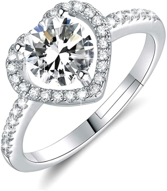M&Ostyle 925Silver Moissanite Adjustable Engagement Ring, Promise Eternity Ring for Women,Wedding Rings,Jewelry Gift,Friendship Promise Fashion Jewelry Valentine Gifts for Women