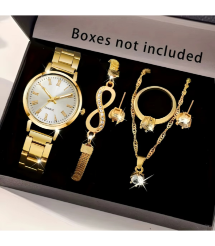 6pcs Women’s Quartz Watch & Jewelry Set