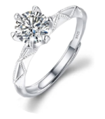 M&Ostyle 925Silver Moissanite Adjustable Engagement Ring, Promise Eternity Ring for Women,Wedding Rings,Jewelry Gift,Friendship Promise Fashion Jewelry Valentine Gifts for Women